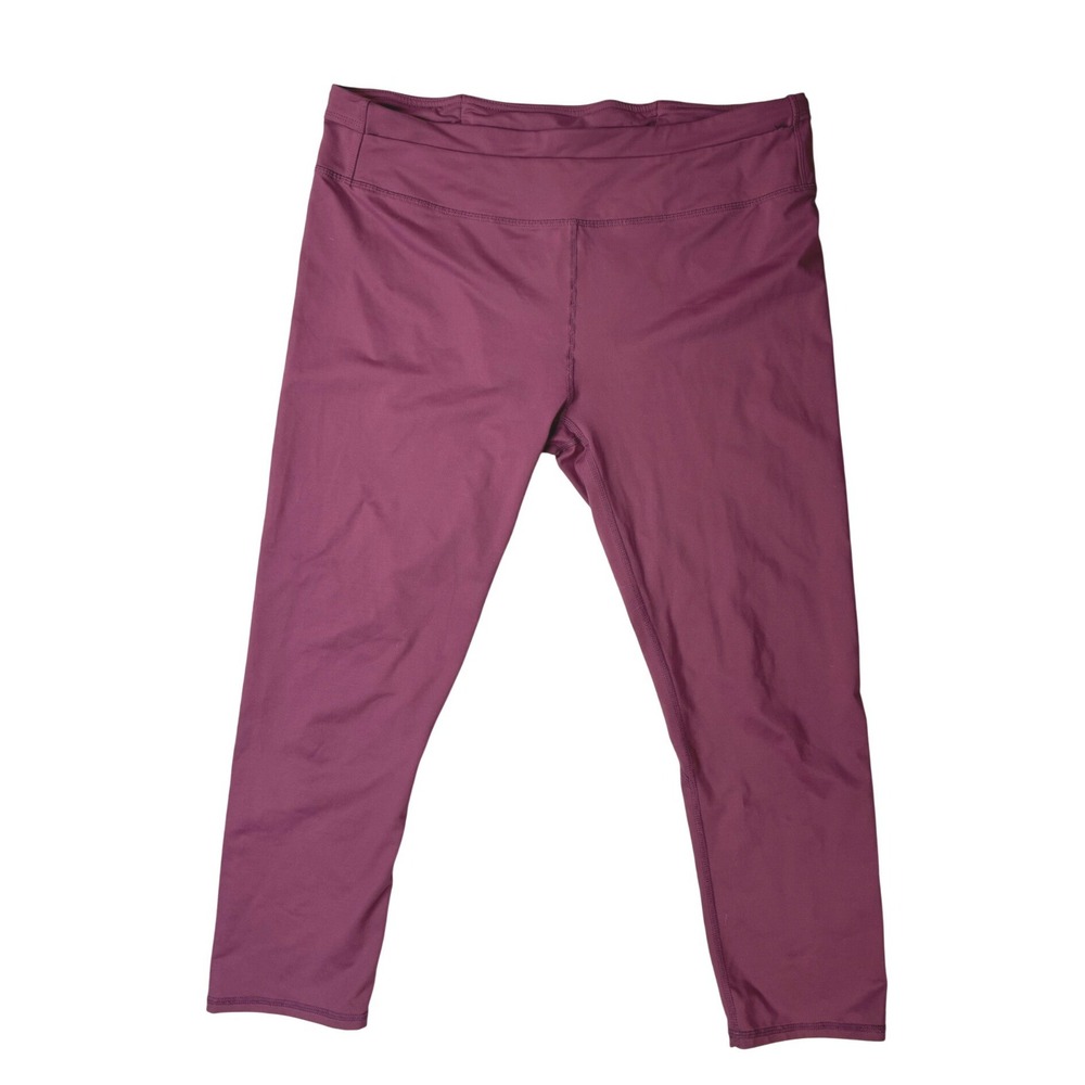 Fabletics Womens Plum Purple Cropped Compression Leggings Zipper Pocket Sz L
